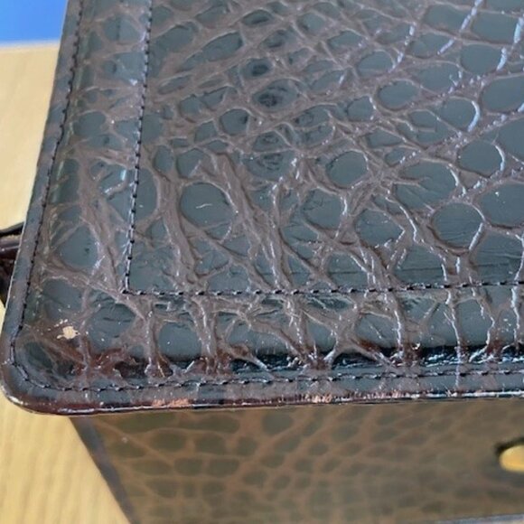 Vtg. 1950’s Hudson's Bay Co. LEATHER + SUEDE HANDBAG Embossed Croc/Gator/Snake - Picture 15 of 16